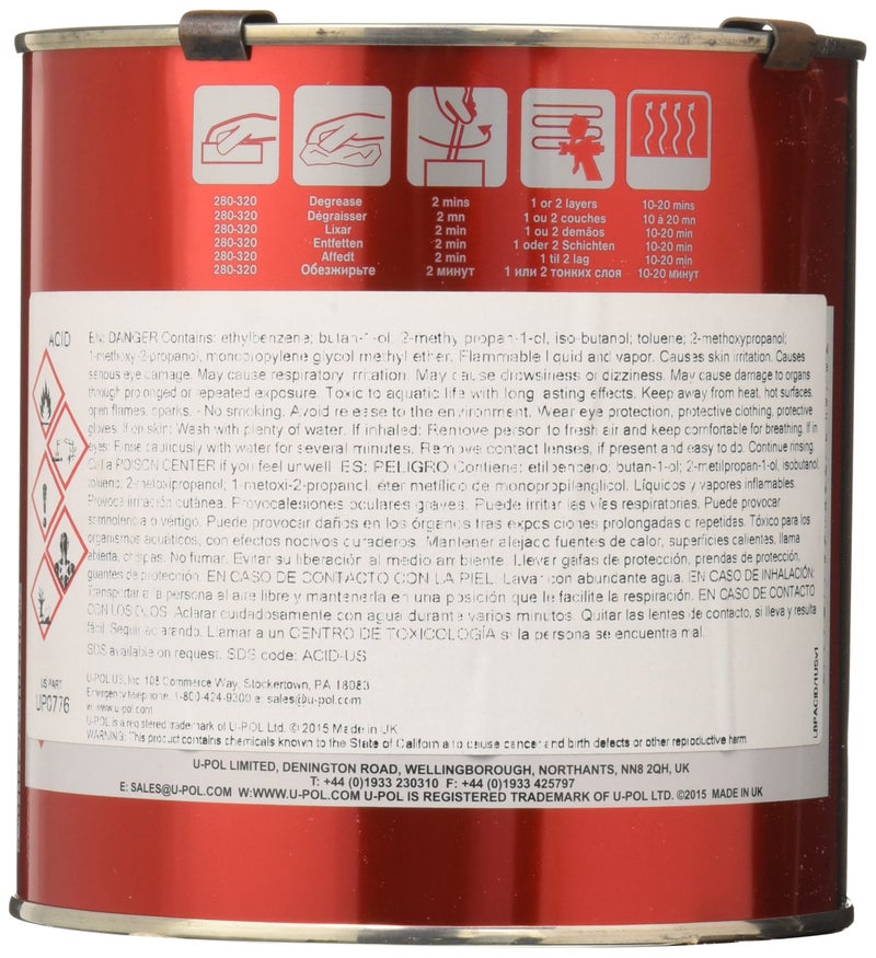 U-Pol Products ACID#8 Etch Primer - 1 Liter, Aluminum, 33.8 Fl Oz (Pack of 1) - Image 2